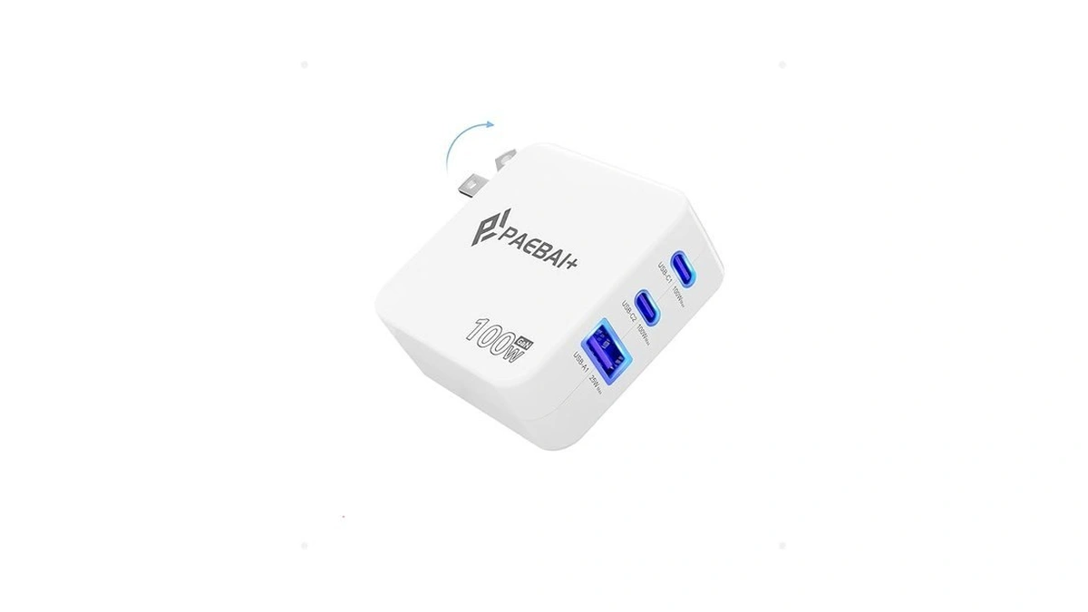 Paebai+ 100w Usb C Charger Block, 3 Port Gan Foldable