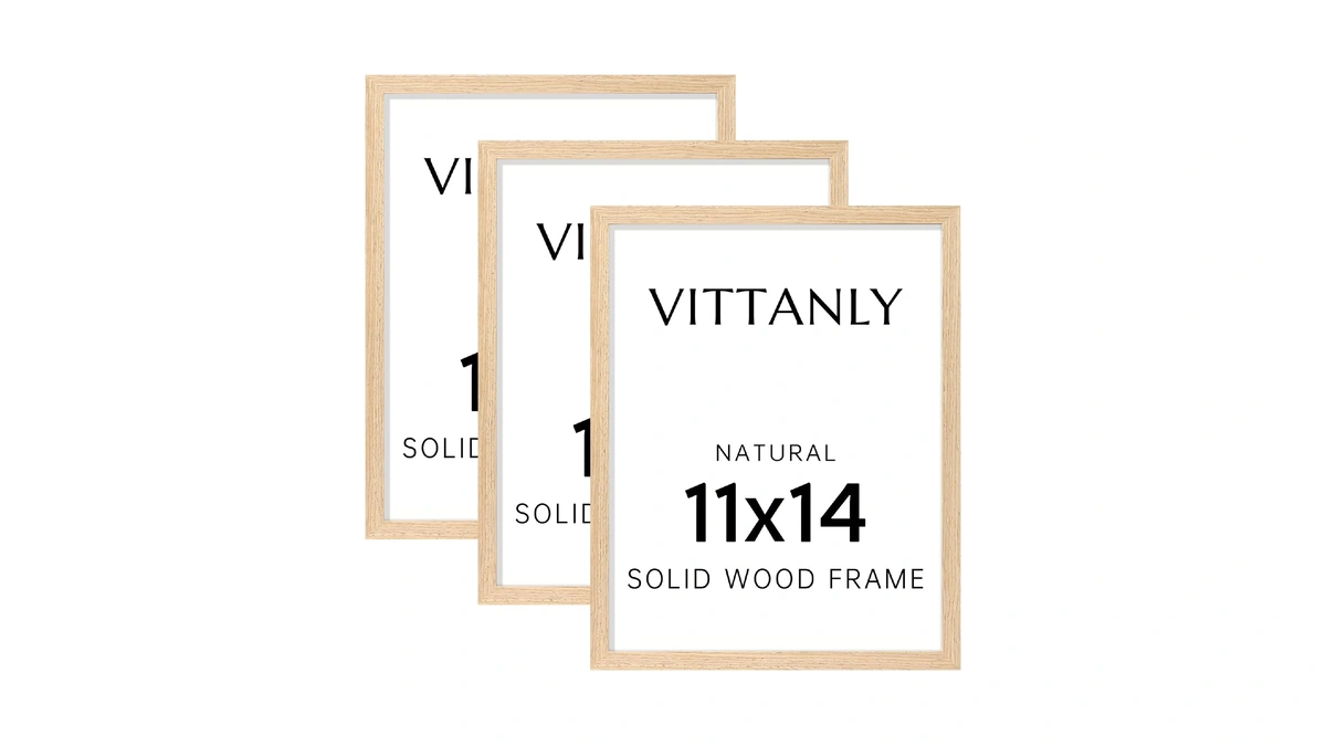 Vittanly 11x14 Picture Frame, Solid Wood Frame With Plexiglass, Includes