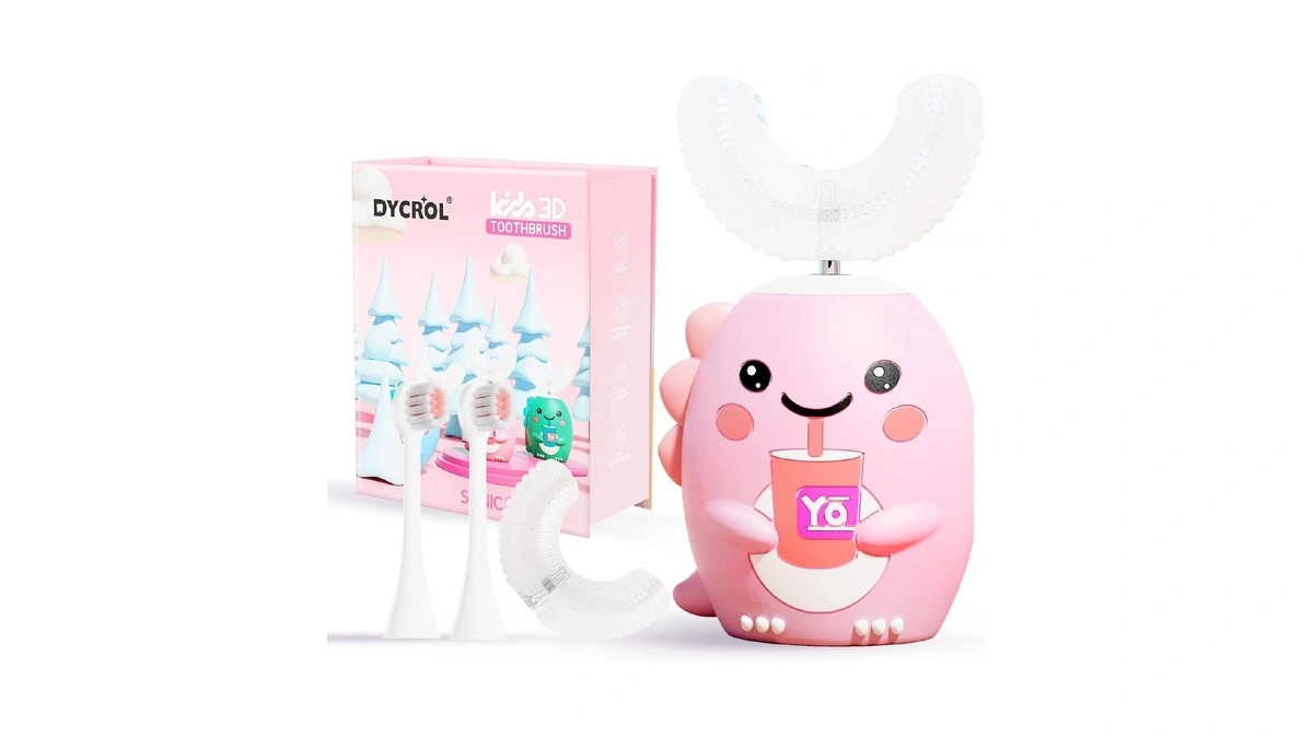 Dycrol Kids U Shaped Electric Toothbrush With 4 Brush Heads,