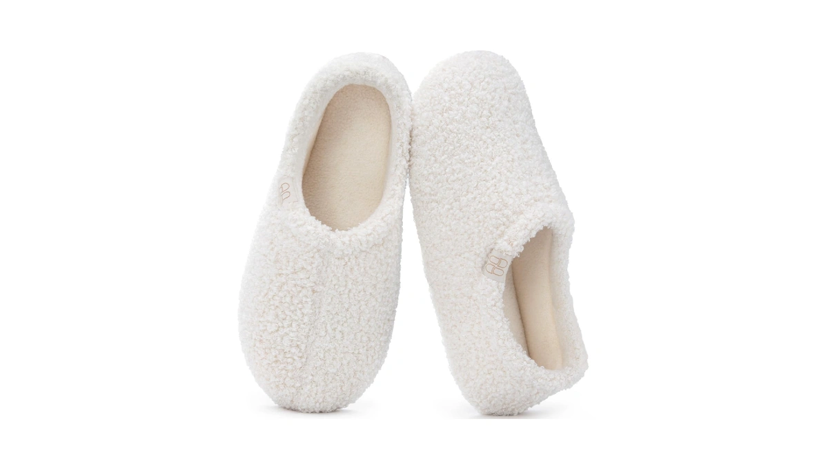 Hometop Women's Fuzzy Curly Fur Memory Foam Loafer Slippers Bedroom