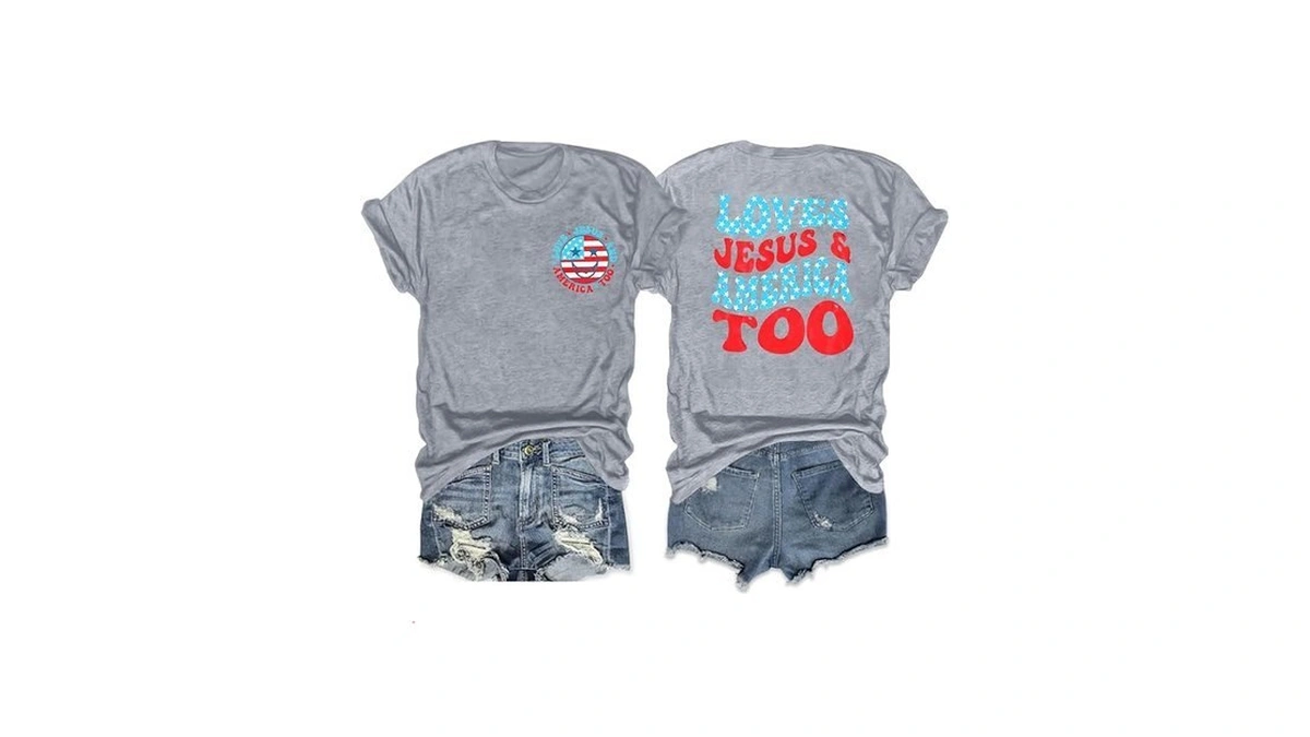 Alltb 4th Of July Shirt Women Loves Jesus And America