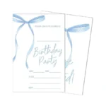 Sixeight Blue Bow Birthday Invitations Blue Ribbon Bow Birthday Party