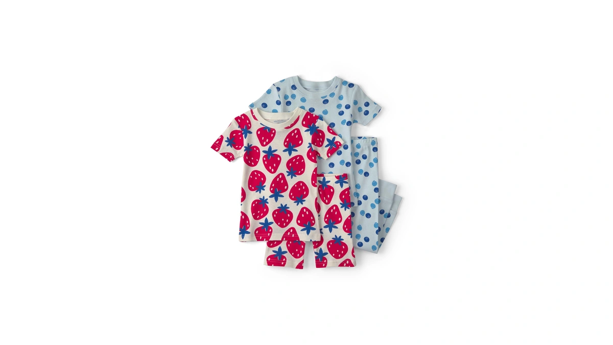 Carter's Girl 4-piece Tight Fit Cotton Pajama Set, Red/blue, 4t