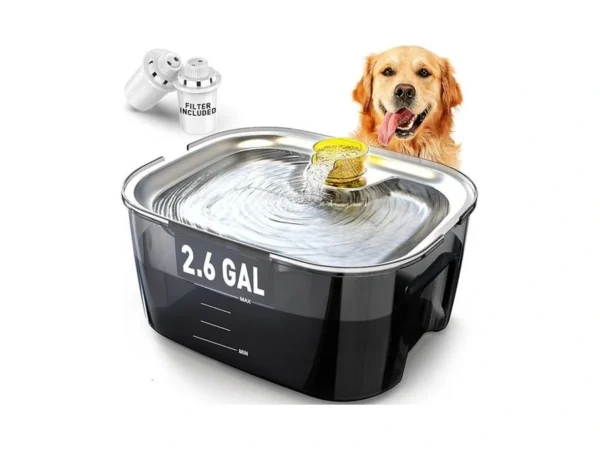 2.6 Gallon Dog Water Fountain – Stainless Steel 10l Pet