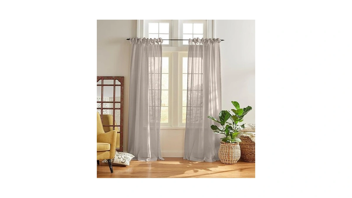 Elrene Home Fashions Vienna Sheer Tie-top Window-curtain Panel, 52 In