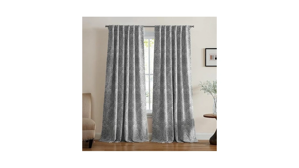 Elrene Home Fashions Giovanni Medallion Block Print Linen Blend Blackout