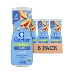 Gerber Baby Snacks, Organic Puffs, Peach, Baby Food, 1.48 Ounce