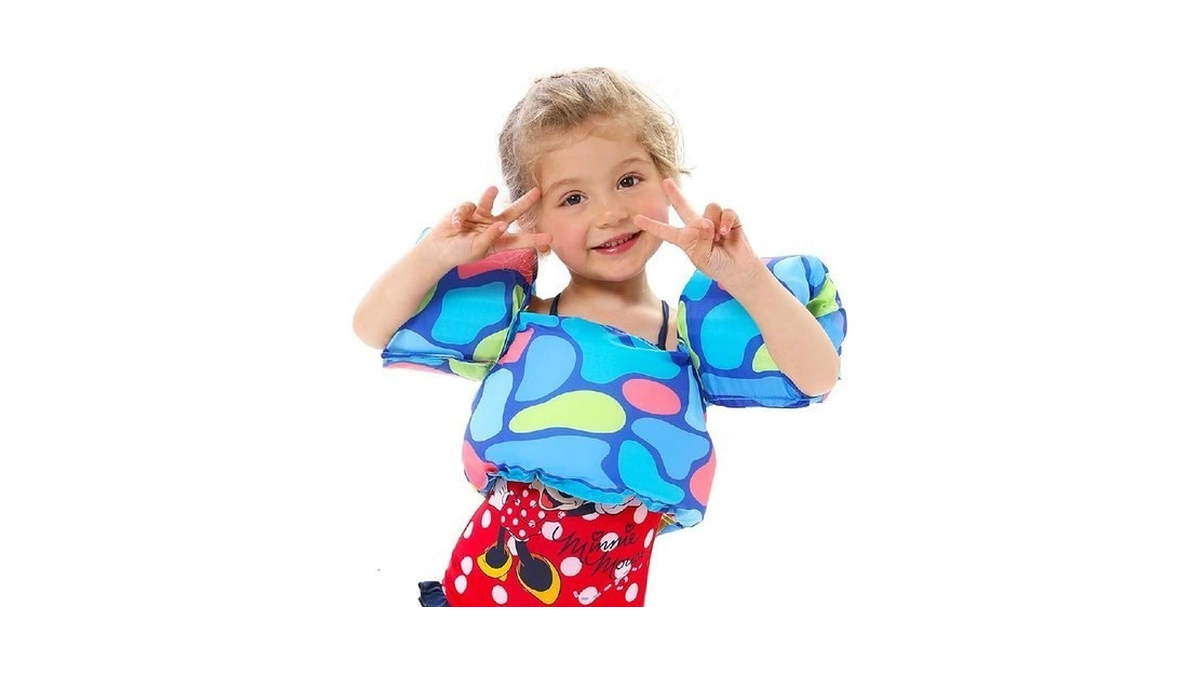 Double Couple Toddler Swim Vest With Sleeves Cartoon Adjustable Strap