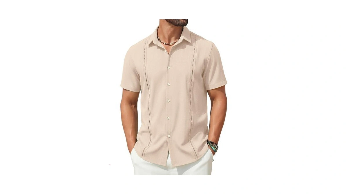 Coofandy Mens Casual Button Down Shirts Relaxed Fit Summer Short