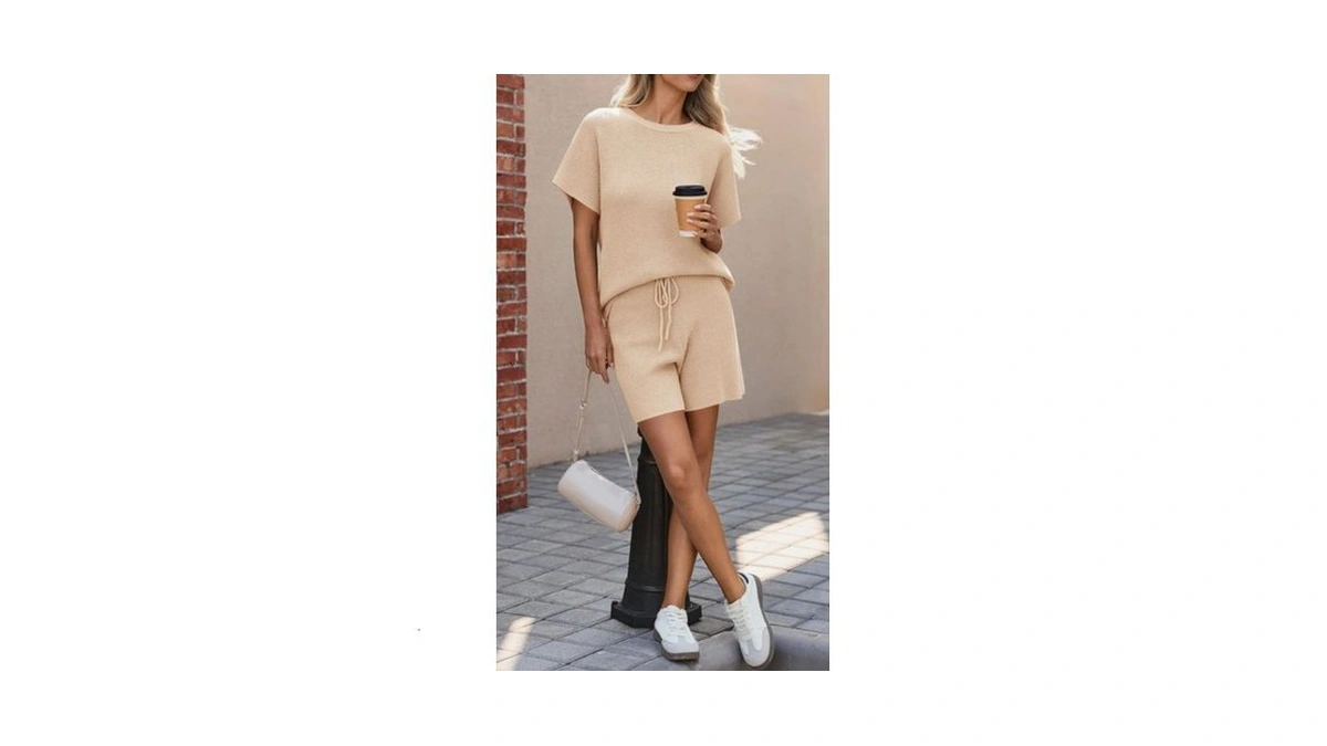 Fisoew Womens 2 Piece Lounge Sets 2026 Summer Short Sleeve