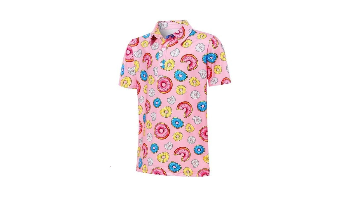 Cuddomper Boys Polo Shirt Size 7-8 Pink Short Sleeve Golf