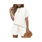 Fisoew Womens 2 Piece Lounge Sets 2026 Summer Short Sleeve