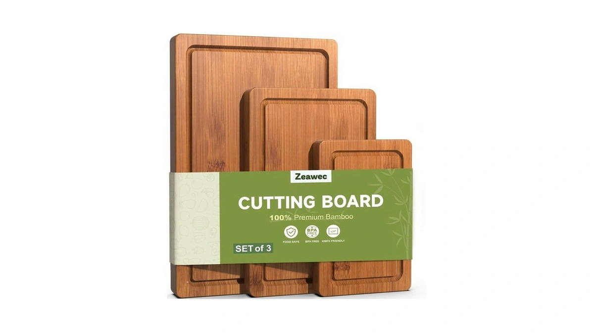 Zeawec 3-piece Set Bamboo Cutting Board For Kitchen - Crack-resistant