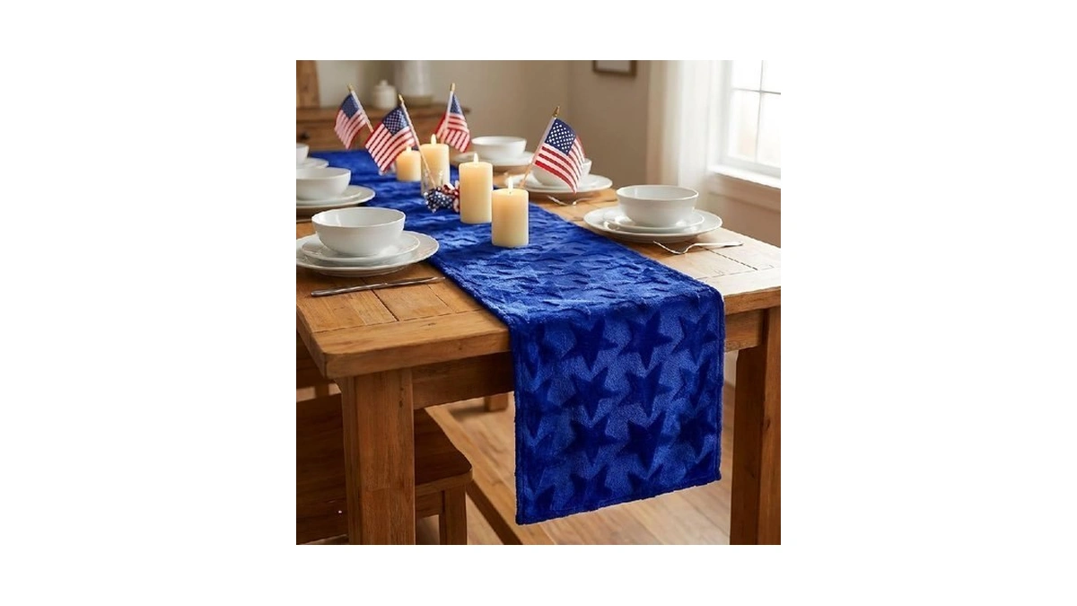 Yuboo Blue Stars Patriotic Table Runner - 4th Of July