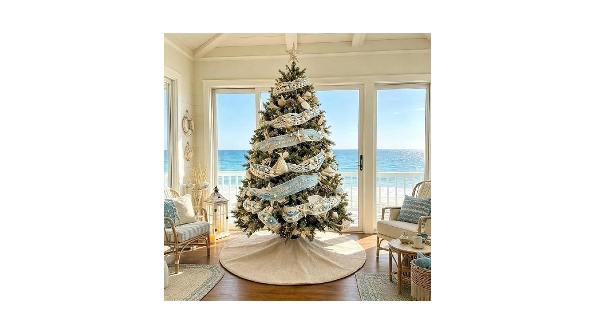 Tiosggd Summer Burlap Tree Skirt, 36 Inches Rustic Farmhouse Decorations