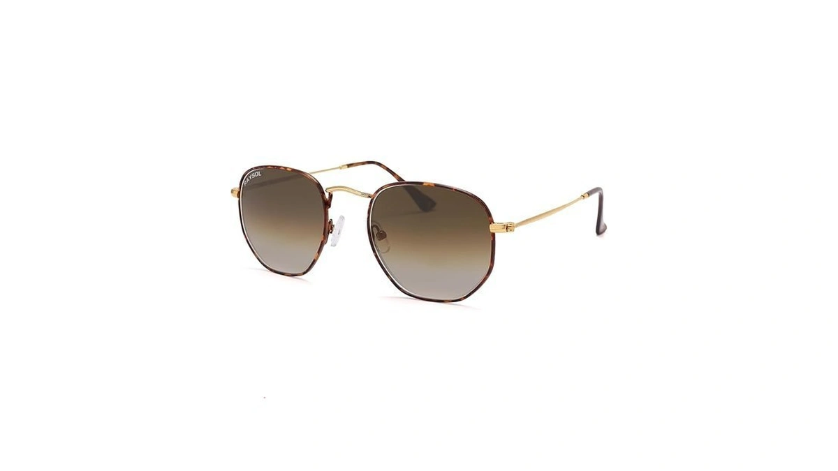Raysol 100% Real Glass Lens, Hexagonal Sunglasses For Women Men,