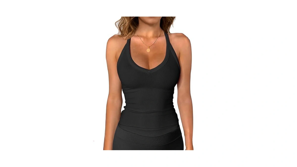 Igenjun Womens Sleeveless V Neck Ribbed Tank Tops For Women