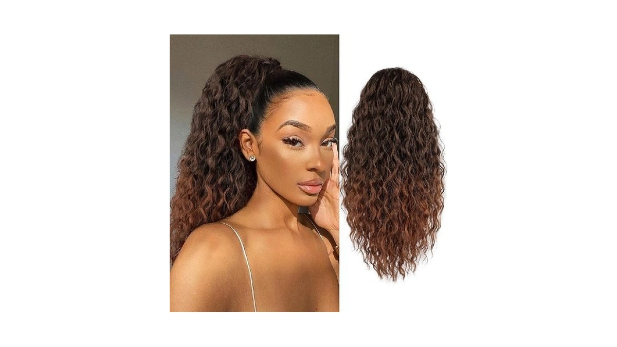 Freemeige Ponytail Extension For Black Women Drawstring Ponytail Long Curly