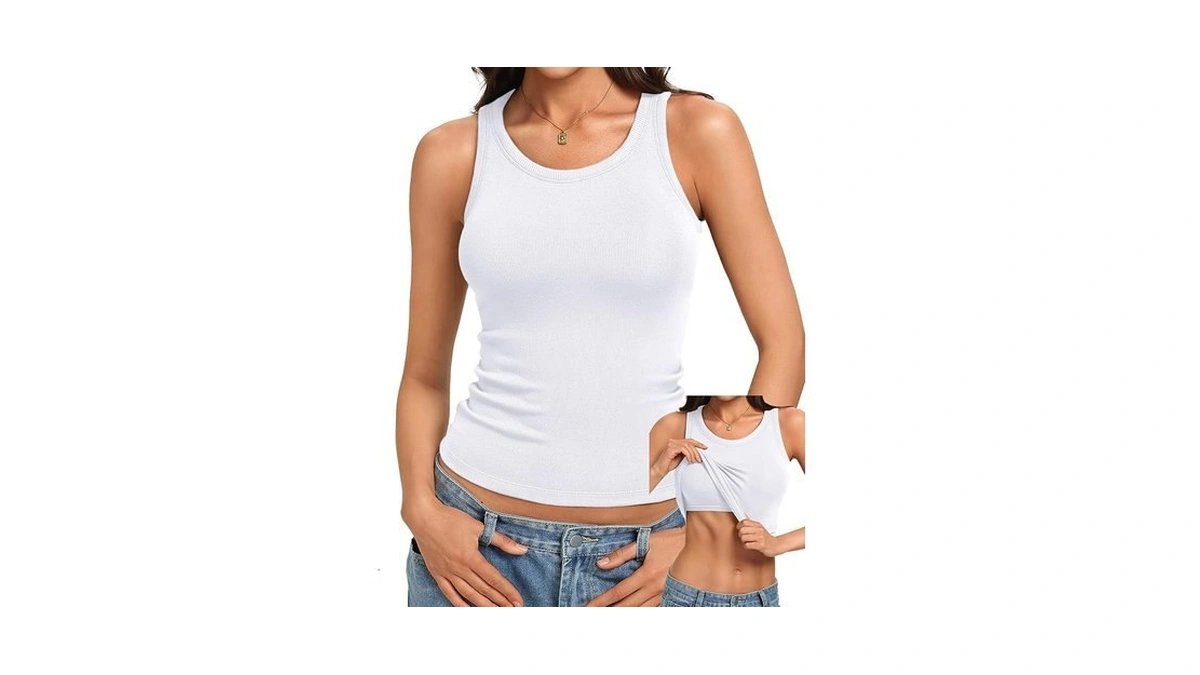 Avidlove Womens Tank Tops Built In Bra Ribbed High Neck