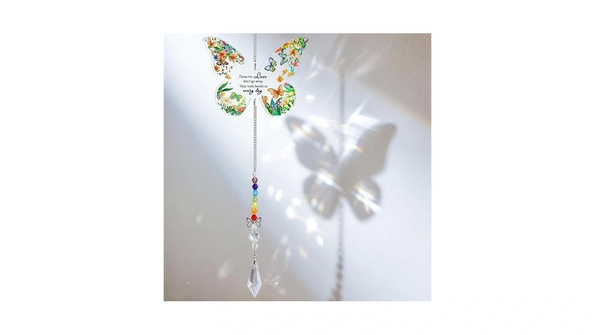 Butterfly Suncatcher For Lover, Hanging Love Crystal Ball Colorful Pendant