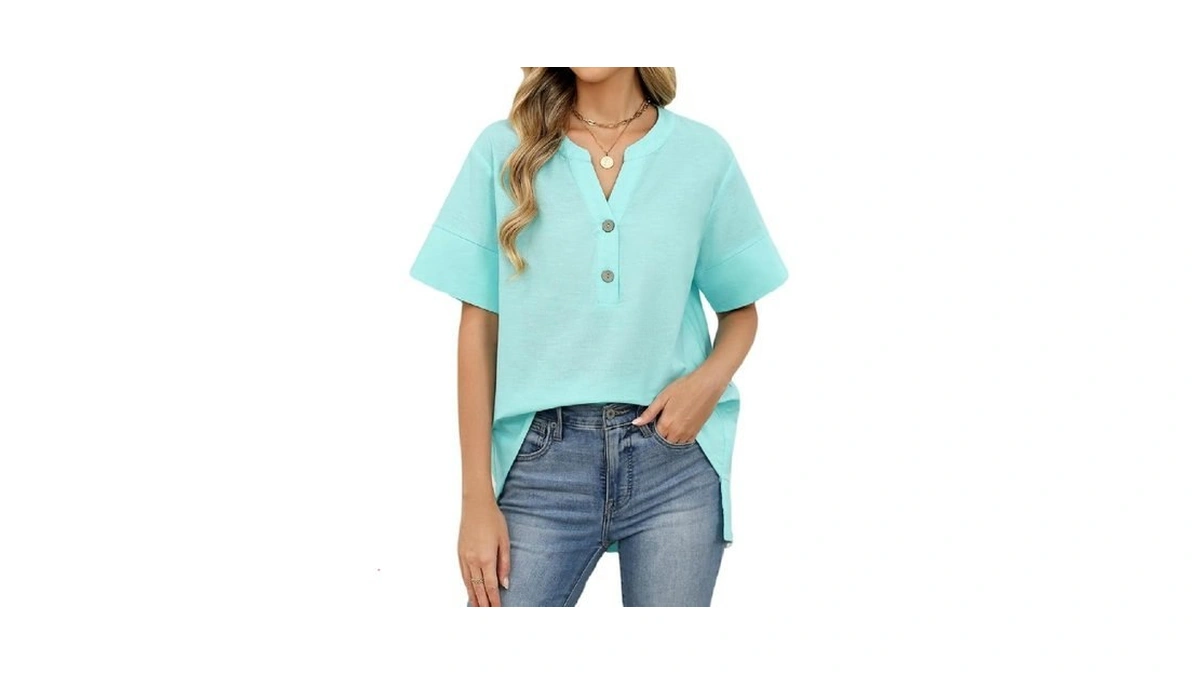 Celmia Cotton Linen Tops For Women Short Sleeve V Neck