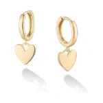 Heart Dangle Hoop Earrings For Women 14k Gold Plated Love