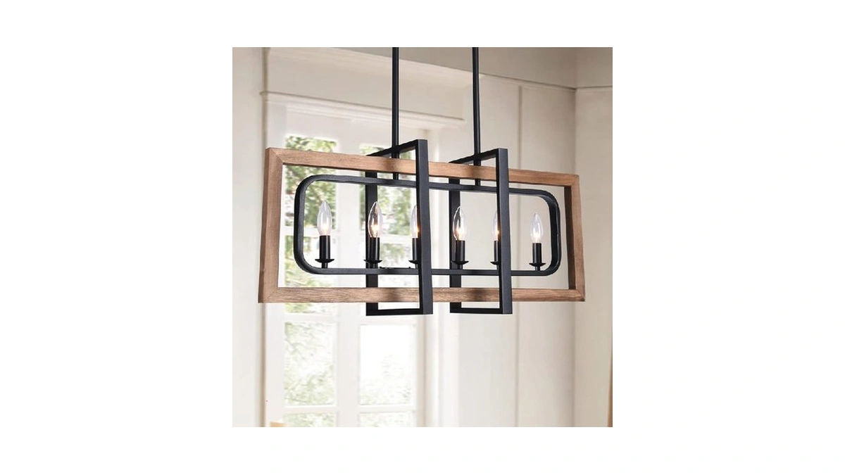 Farmhouse Chandelier Rustic Kitchen Island Light Fixture, Industrial Pendant Lighting
