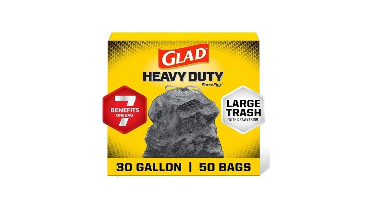 Glad Large 30 Gallon Trash Bags, Unscented Heavy Duty Garbage