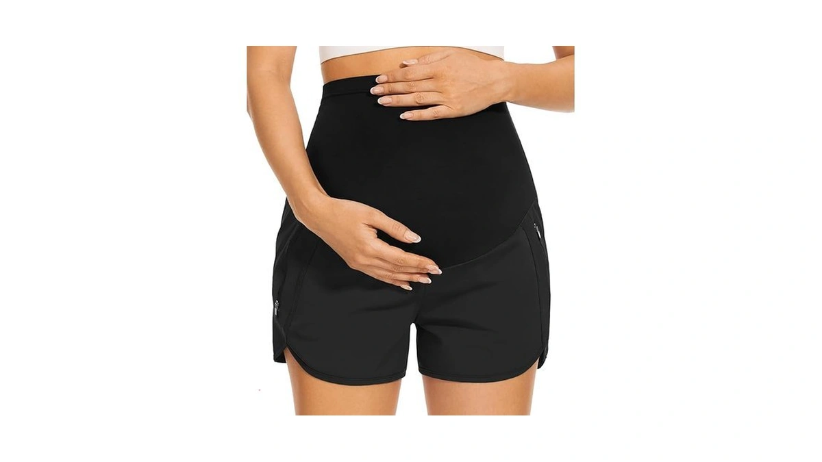 Pacbreeze Women's Maternity Shorts Over Belly Quick Dry Workout Athletic