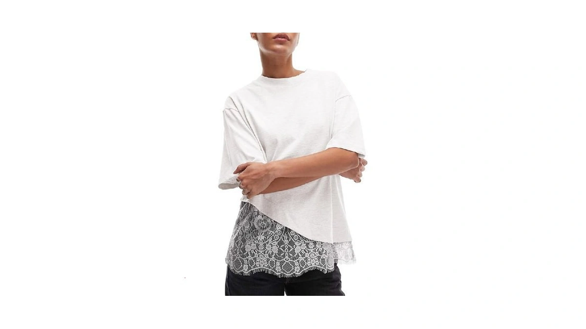 Gtliae Women's Lace Patchwork Top Summer Daily Relaxed Fit Drop