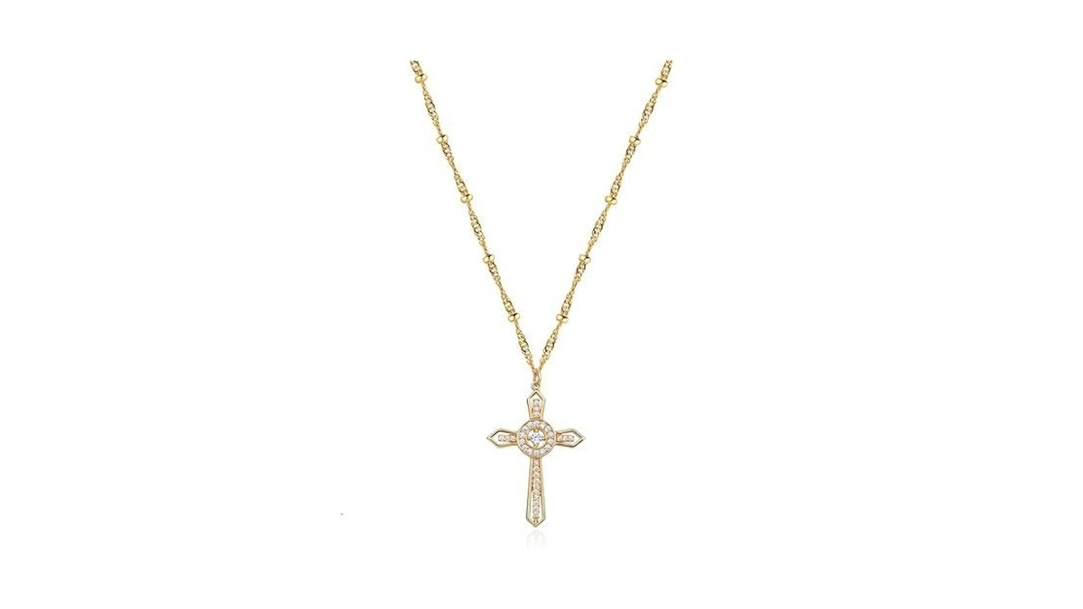 Mtmy Gold Cross Necklace 14k Gold Plated Dainty Gold Cross