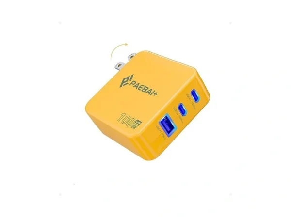 Paebai+ 100w Usb C Charger Block, 3 Port Gan Foldable