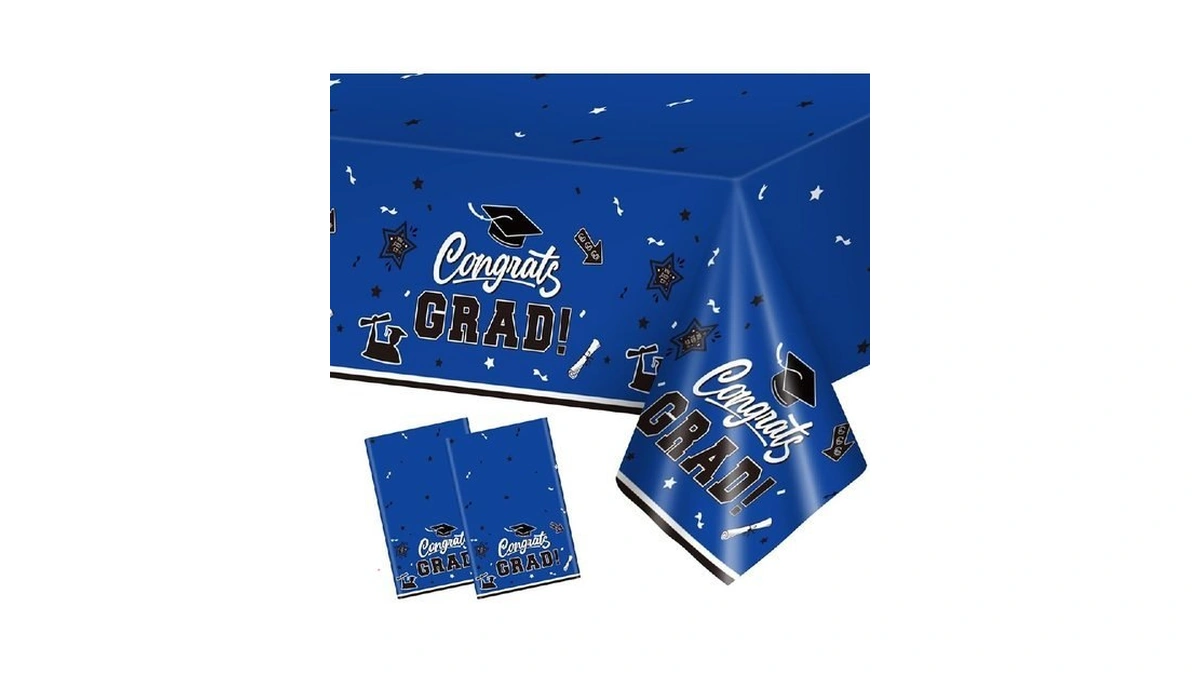 2 Pack Graduation Tablecloth - Congrats Grad Table Cloths, Plastic