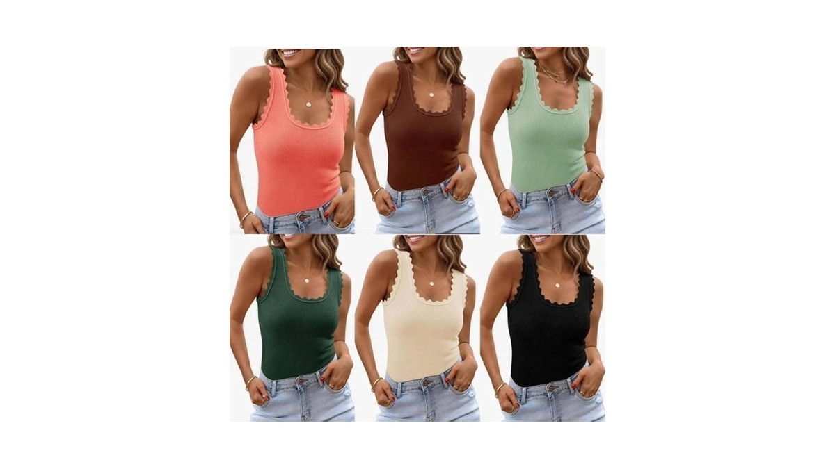 Saodimallsu Womens Ribbed Knit Tank Top Summer Sleeveless Square Neck