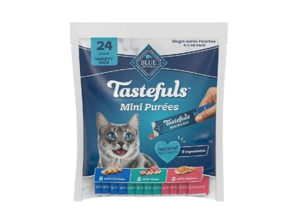 Blue Buffalo Tastefuls Mini Purées Natural Cat Treats, Chicken, Tuna,