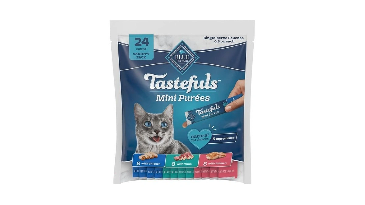 Blue Buffalo Tastefuls Mini Purées Natural Cat Treats, Chicken, Tuna,
