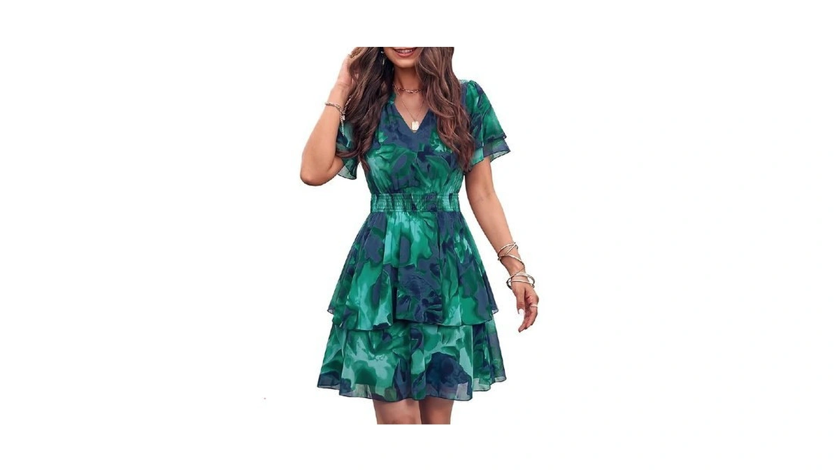 Simplee Womens Floral Summer Mini Dress Casual 2026 Boho Flutter