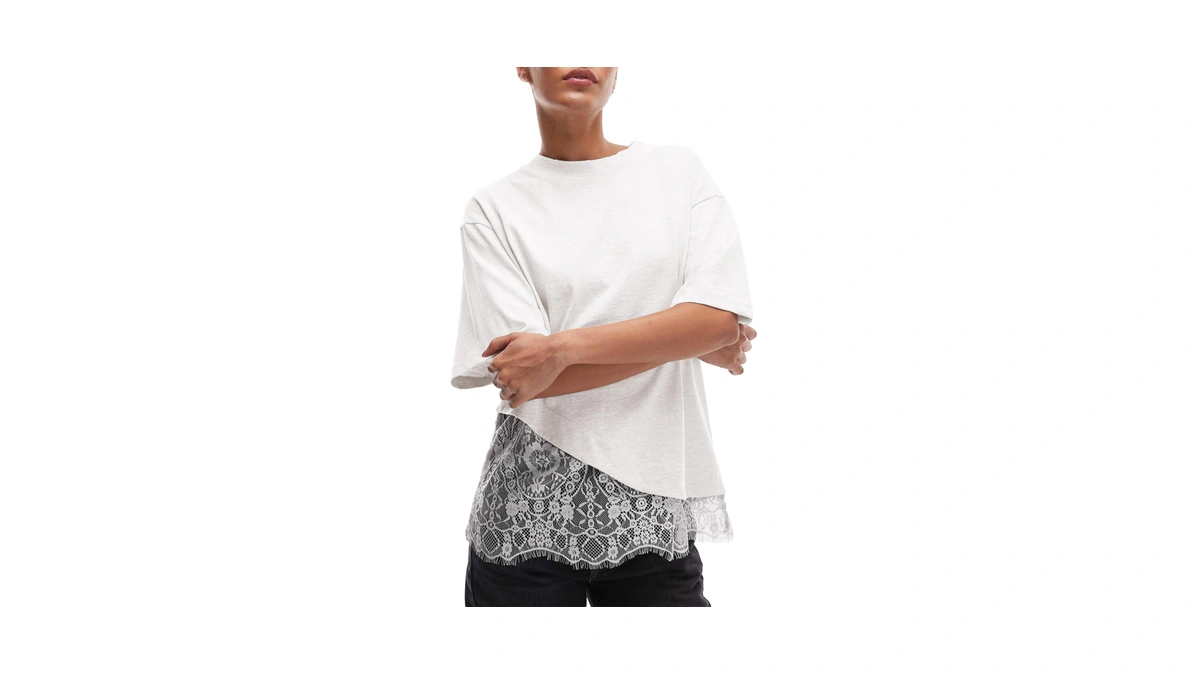 Gtliae Women's Lace Patchwork Top Summer Daily Relaxed Fit Drop