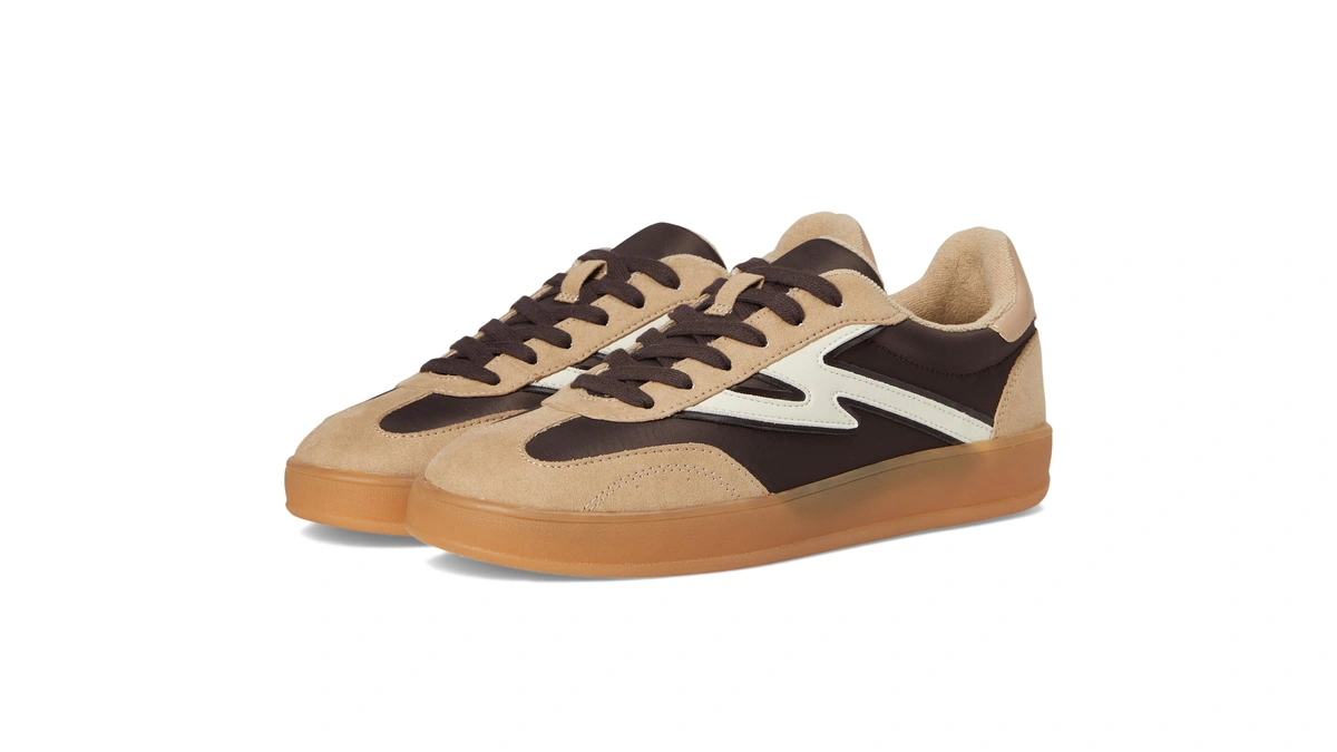 Madden Girl Women's Giia Sneaker, Dark Brown/light Sand Nylon, 6