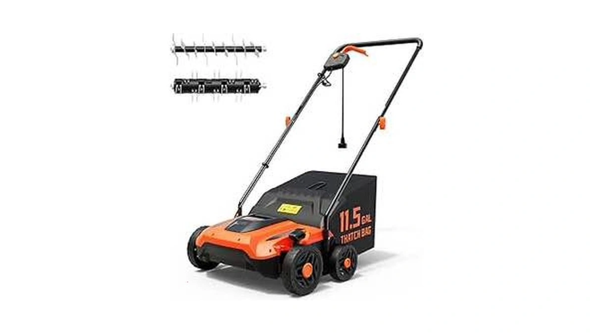 Tiectown 14-inch 13.5 Amp 2-in-1 Electric Dethatcher And Scarifier With
