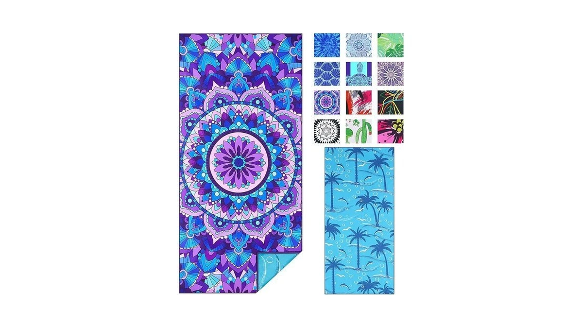 Twoyek Microfiber Sand Free Beach Towel Thin Quick Dry Super