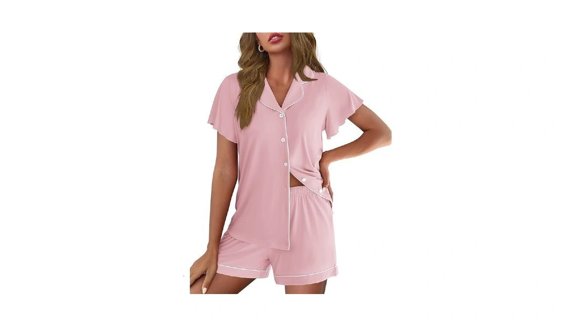 Ekouaer Pajamas For Women Set Button Up Pjs Ruffle Sleeve
