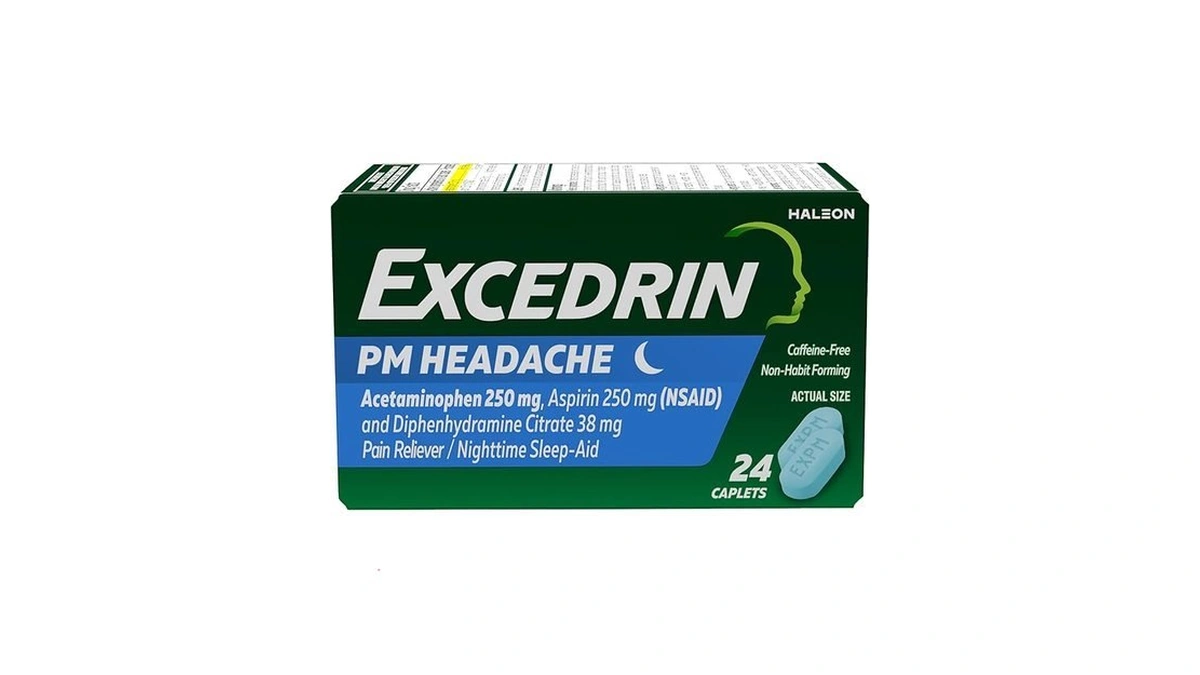 Excedrin Pm For Headache Relief, Acetaminophen 250mg, Aspirin 250mg, Diphenhydramine