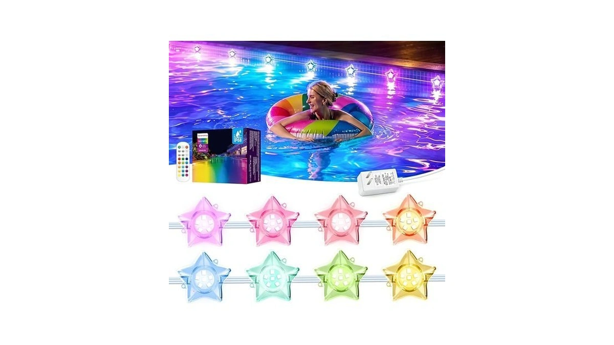 Implimage Rgbic Pool Lights 50ft – Plug-in Submersible Led Lights