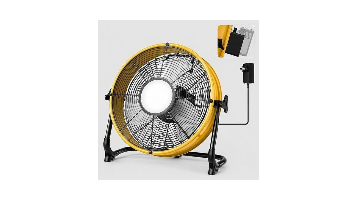 T-sun 12 Inch Battery Powered Fan With Led Light, Portable