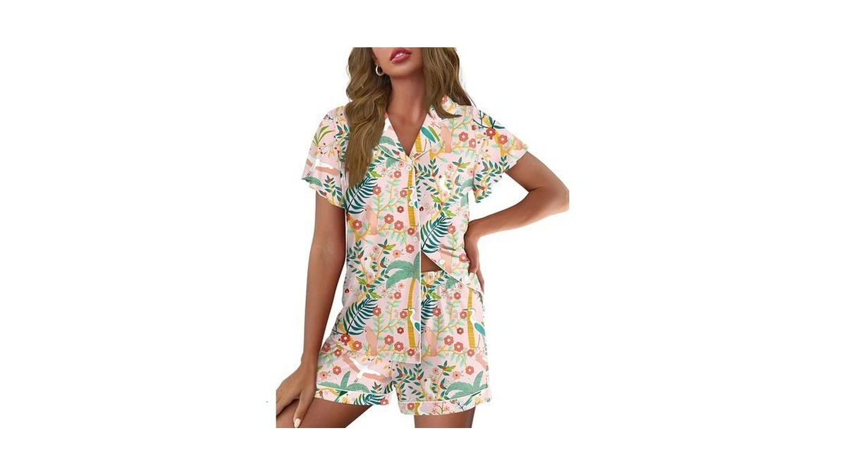 Ekouaer Pajamas For Women Set Button Up Pjs Ruffle Sleeve