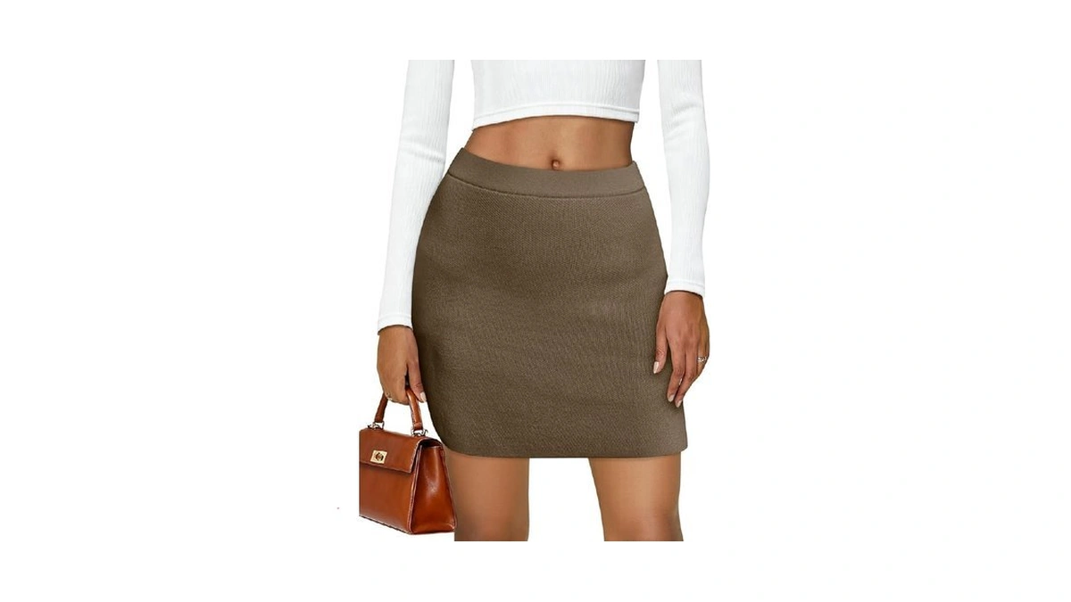 Cicy Bell Womens Casual Mini Skirt High Waisted Knit Bodycon