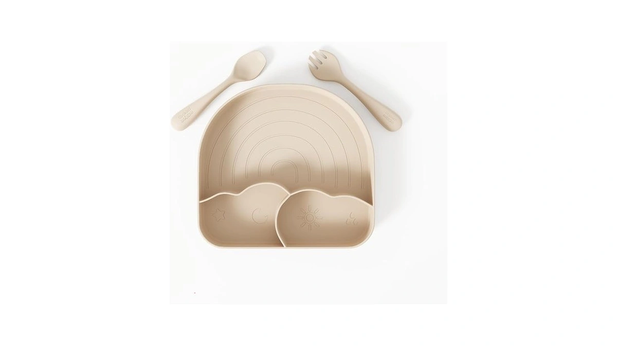 Muqee Peeko Silicone Baby Feeding Set With Sectioned Baby Plates