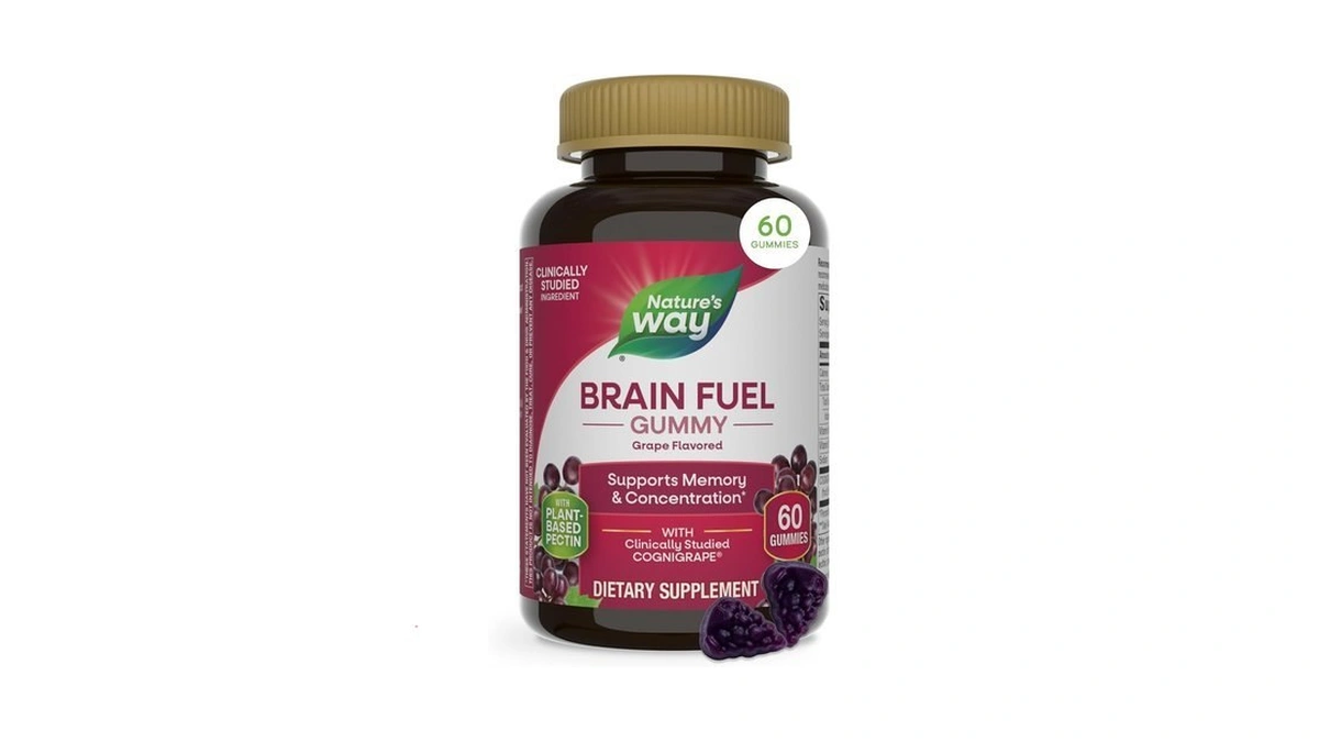 Nature's Way Brain Fuel Gummies, Brain Supplement For Focus And