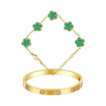 Stackable Gold Clover Bracelets For Women-18k Gold Plated Friendship Love